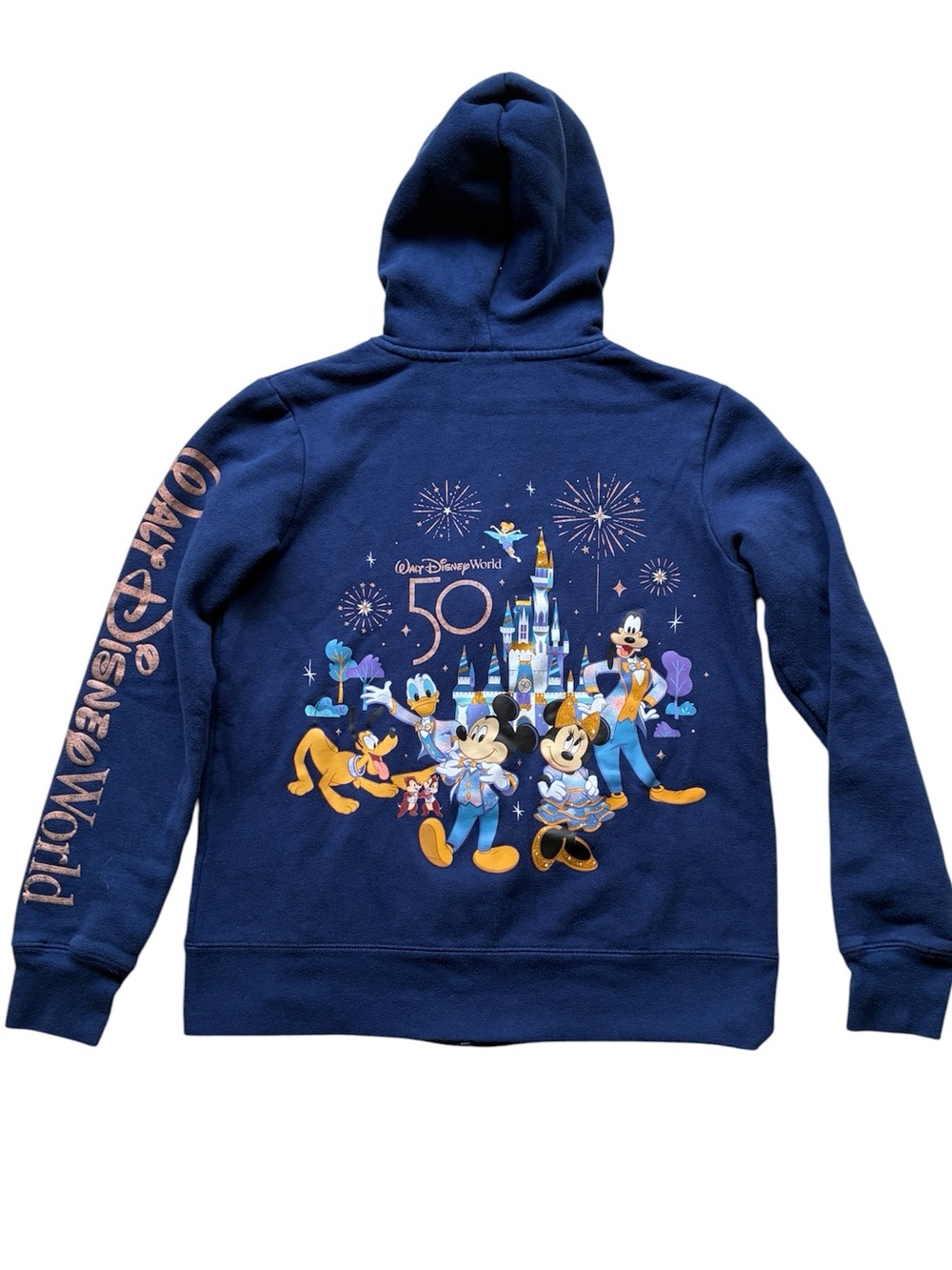 Walt Disney World 50th Anniversary Women's Blue Full Zip Hoodie Size S/M
